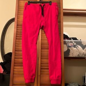 Red sweatpants